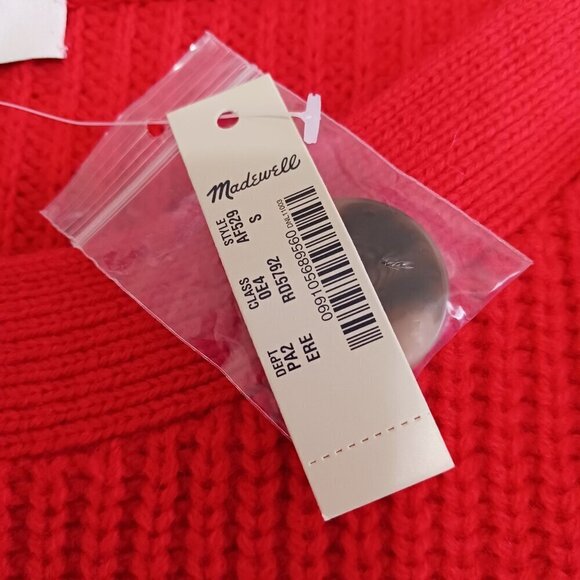 NWT Madewell Red Calloway Pullover Sweater Wool Blend Wide Sleeves Boatneck Boxy - Picture 6 of 15